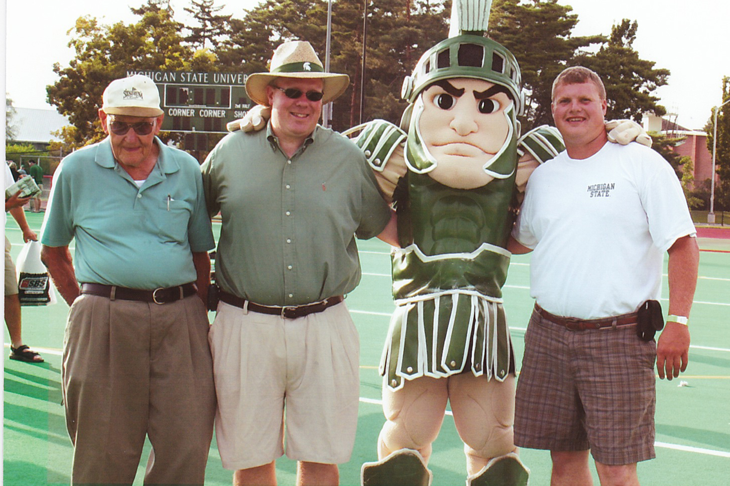 Left to right: Ed Carpenter, Scott Bigelow, Sparty and Frank Hull.